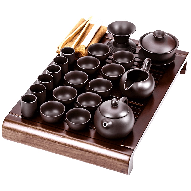 言艺(yanyi) 茶具套装 家用紫砂陶瓷功夫茶壶茶杯整套实木茶盘 圣龙西施紫砂配翊歌茶盘