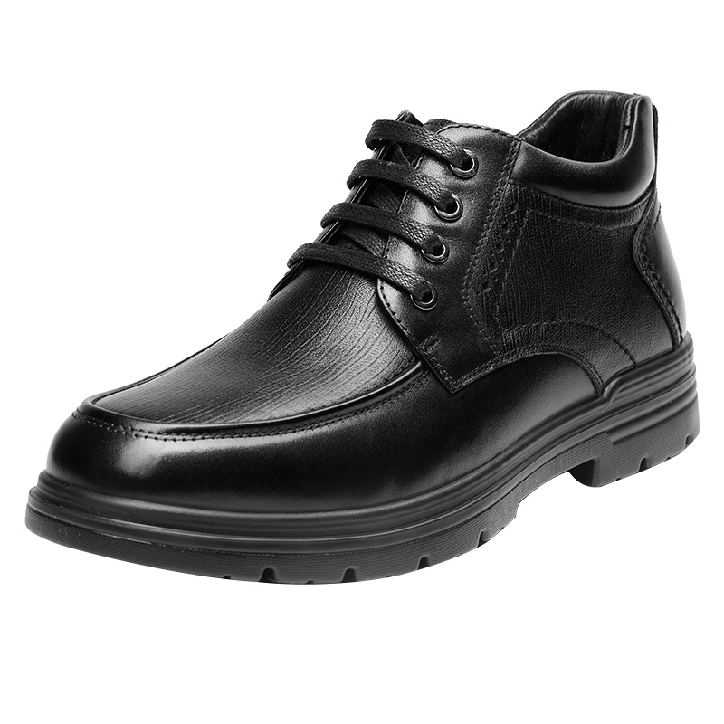 红蜻蜓男棉鞋加绒2020新款冬季真皮软底保暖高帮休闲皮鞋商务休闲