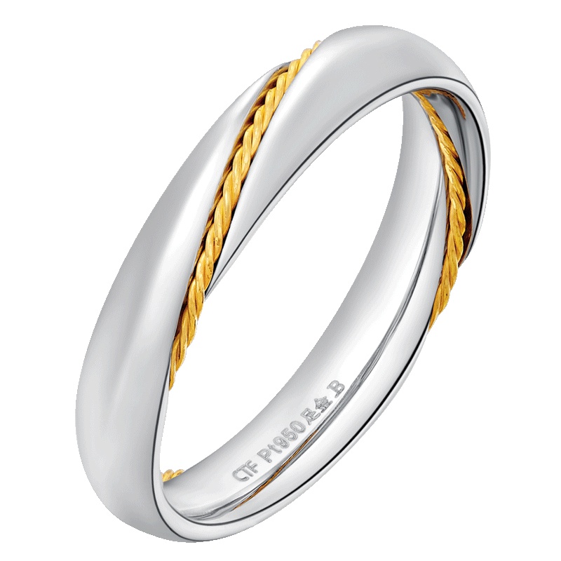 刻字周大福首饰PT950铂金/990黃金戒指/女戒PT156994