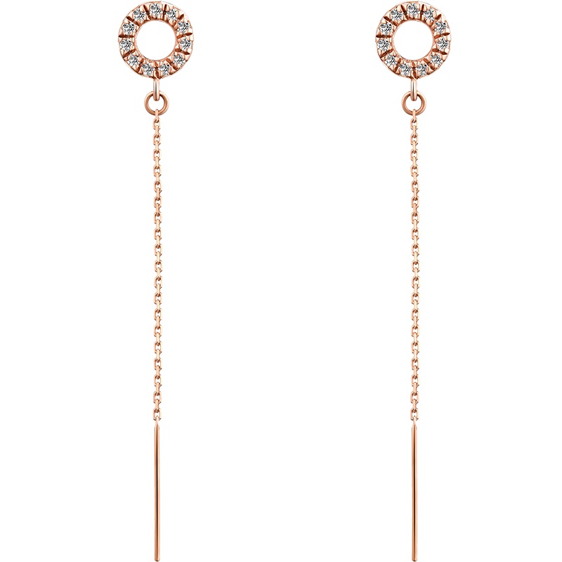 schl-Monologue玫瑰金9k金镶钻石耳环女长款潮人饰品生日礼物_1