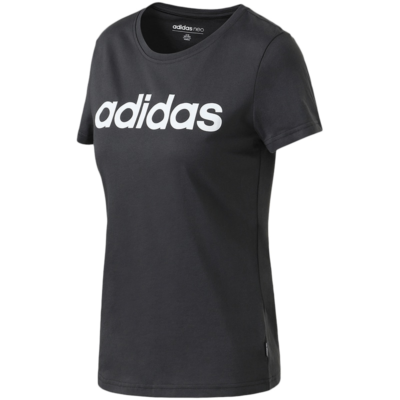 【自营】adidas阿迪达斯NEO女子LOGO款休闲运动短袖T恤DN2499 L DN2499底特律纯质灰+白