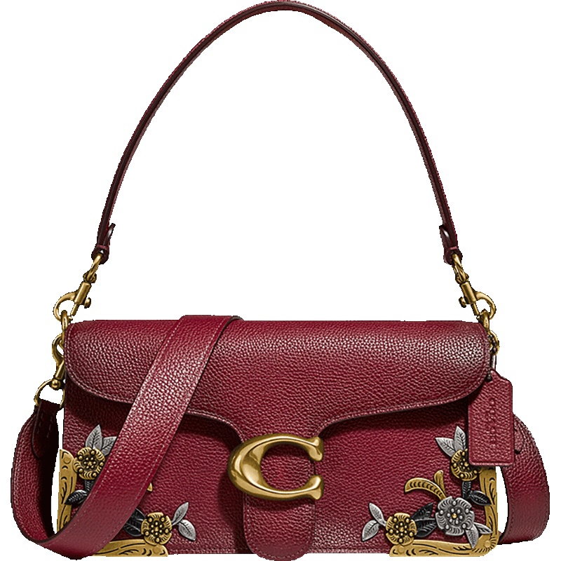 COACH 蔻驰 奢侈品 女士专柜款抛光鹅卵石纹皮革手提包单肩斜挎包 79346