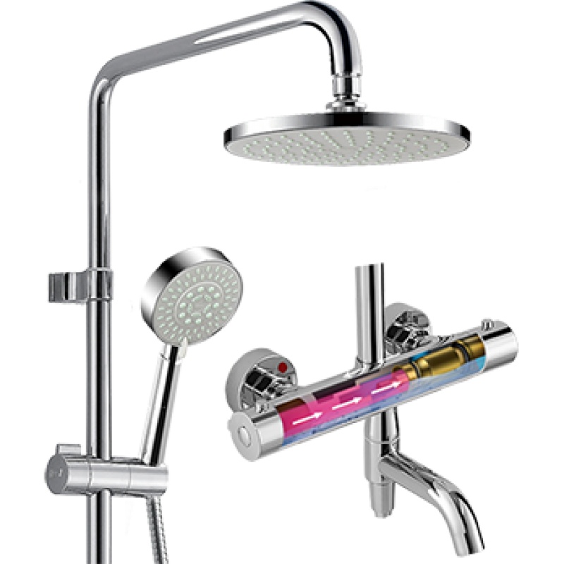 恒洁(HeGII)卫浴花洒 HMF2000-62恒温花洒 空气能按摩柔和三出水 精铜主体 升降顶喷手持莲蓬喷头花洒套装