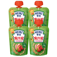 Heinz/亨氏苹果草莓燕麦果泥果汁泥120g*4袋 亨氏果泥婴儿果泥吸吸乐 宝宝水果泥辅食宝宝营养零食果汁泥