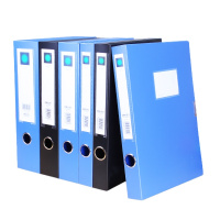 得力12只 55mm加厚大容量粘扣档案盒 A4文件盒资料盒 蓝5603
