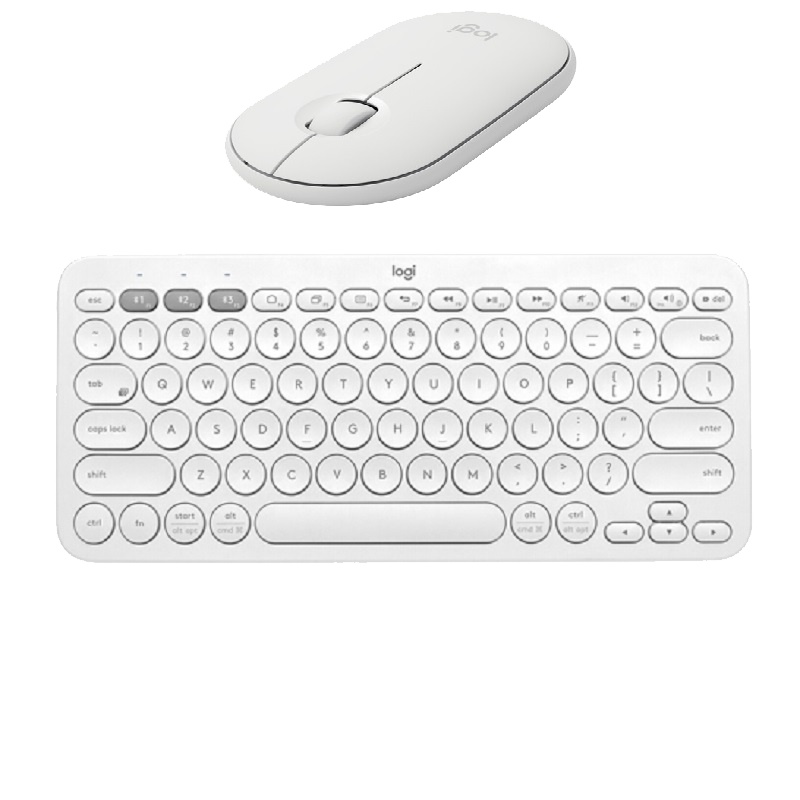 罗技Pebble鹅卵石无线蓝牙静音鼠标+K380蓝牙键盘芍药白 送礼物可爱颜值时尚