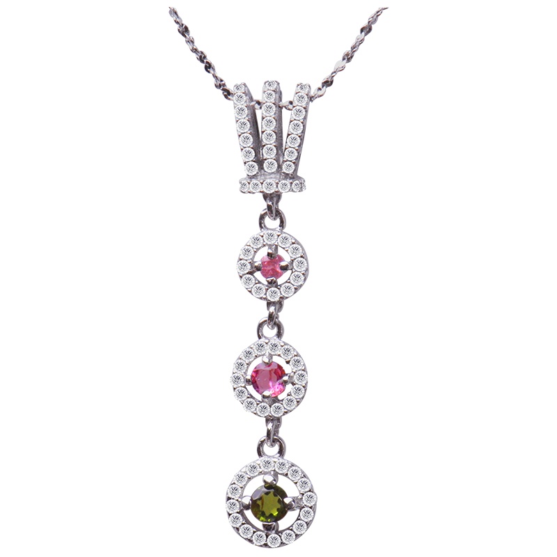 梦克拉Mkela S925银镶碧玺吊坠 缤纷 宝石吊坠