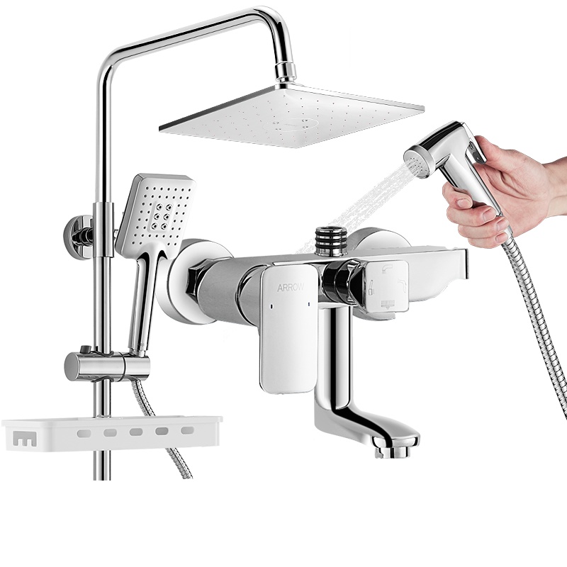 ARROW箭牌卫浴 淋浴花洒套装自洁顶喷冷热精铜龙头增压淋雨喷头喷枪花洒AE3445