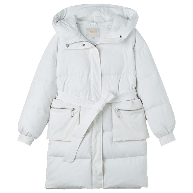 拉夏贝尔羽绒服女2019冬季新款韩版小个子宽松加厚中长款腰带时尚羽绒外套70011908