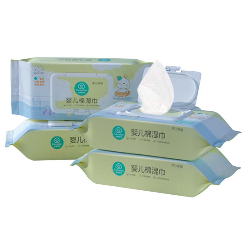 全棉时代新生婴儿湿巾 纯棉柔巾纯水宝宝亲肤清洁湿纸巾手口带盖6包