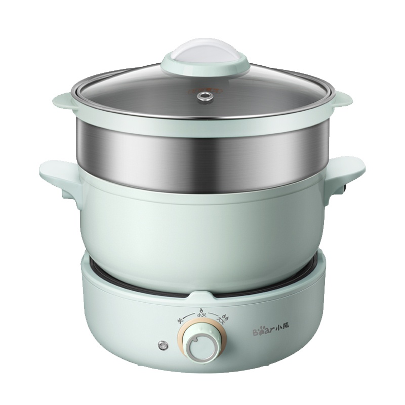 小熊(Bear)电火锅 DHG-B25Z1 蒸笼版 2.5L多功能电热锅炒锅煎烤蒸煮料理锅煮面锅不粘锅学生宿舍火锅神器