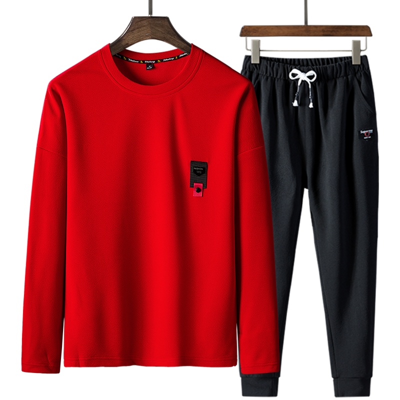 俞兆林(YUZHAOLIN)ins学生T恤男长袖韩版潮牌春秋衣男青年套装上衣服男