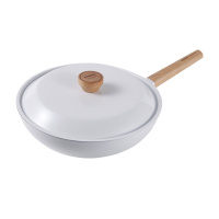 三禾Beautyouth小清新系列不粘锅炒锅电磁炉通用炒菜锅30CM清欢白