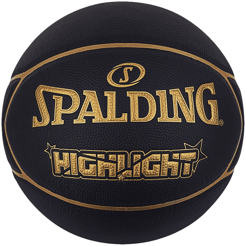 斯伯丁(SPALDING)篮球76-869Y黑金色五角星 PU材质 七号篮球 室内室外通用篮球