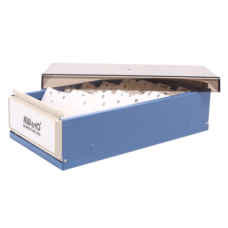 可得优(KW-triO)4401 带盖名片盒 可放400張名片 大容量名片整理盒 收纳盒 便笺盒卡片索引盒 办公用品