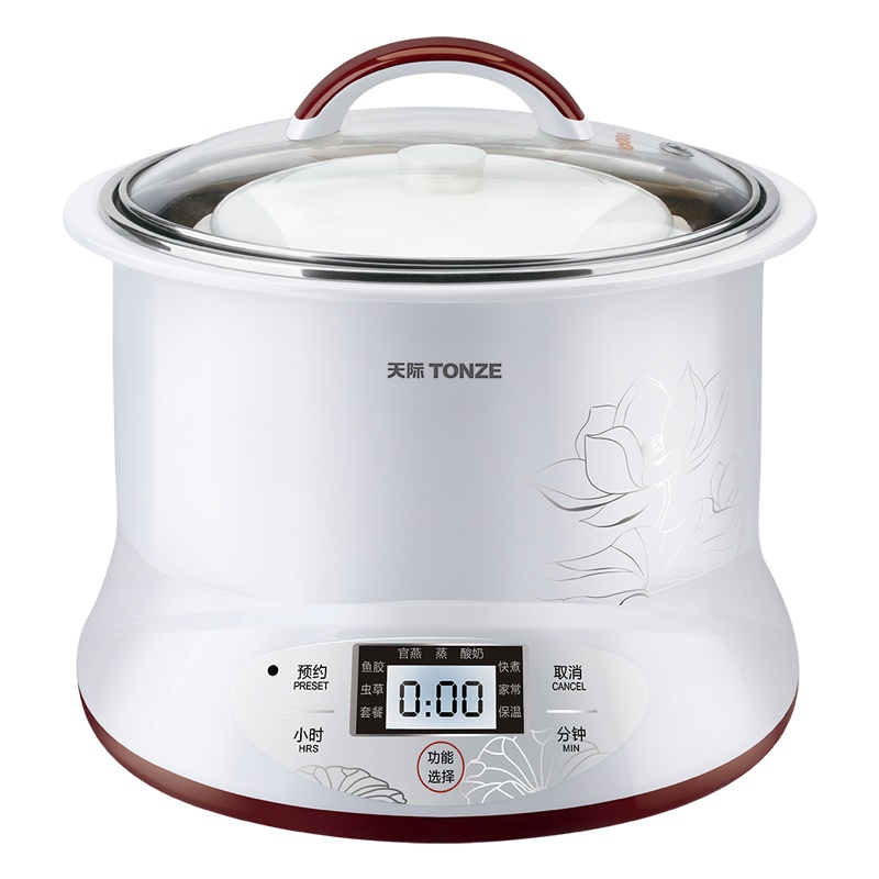 天际 DGD22-22EG陶瓷内胆隔水电炖锅一锅三胆煲汤煮粥电炖盅全自动家用炖盅预约定时2-3L/2.2升