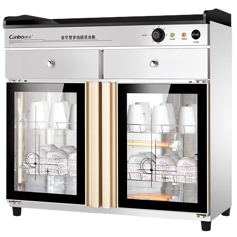 康宝(Canbo)消毒柜 商用 立式双门饭店酒店 食堂餐厅消毒碗柜 功夫茶杯茶具消毒碗柜 ZTP338T-1 银色