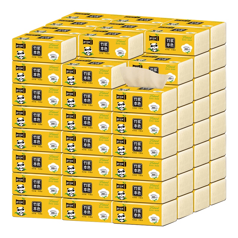 [请拍30件的倍数,其他规格不发货]舒可乐天然竹浆抽纸面巾纸 家用实惠装生活用纸卫生纸 4层加厚纸质1包装软包纸