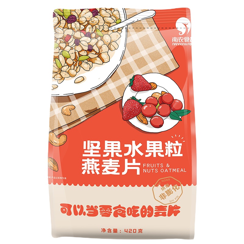 南农 坚果水果粒麦片 420g 冲饮谷物 营养即食早餐代餐 干吃混合水果麦片零食
