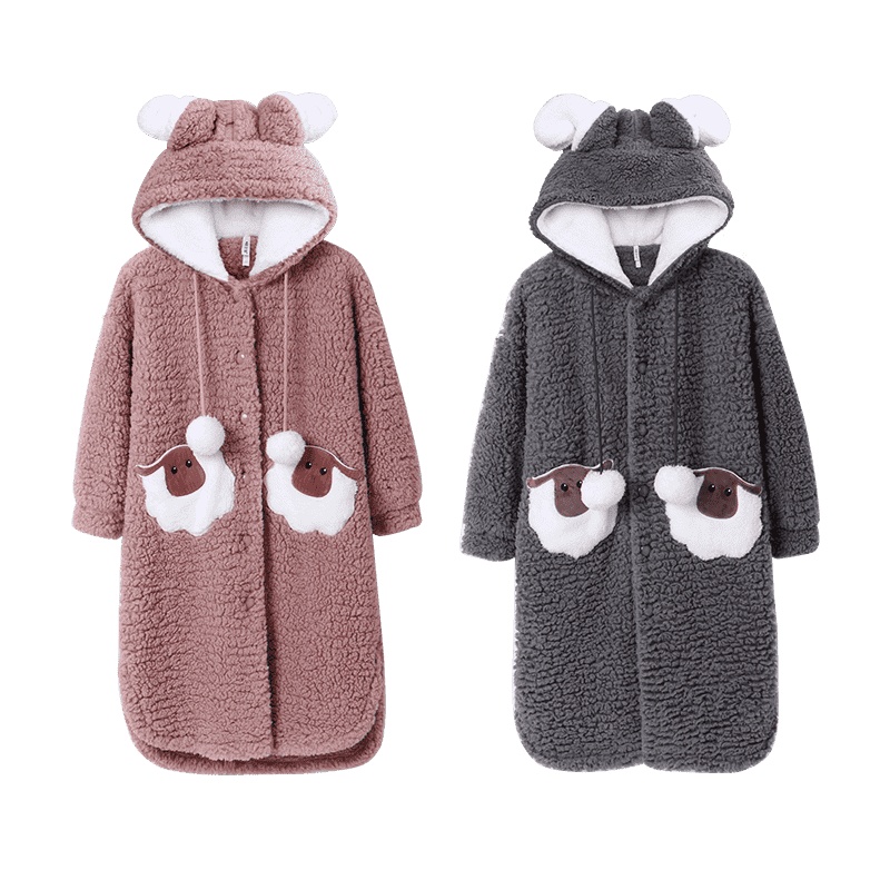 安之伴双面羊羔绒素色带帽童袍81946331438