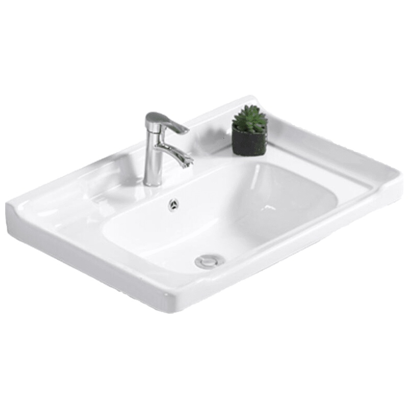 品牌直营> 陶瓷台盆洗手盆单盆一体半嵌入式台中盆洗脸盆方形台上盆家用面盆安心抵