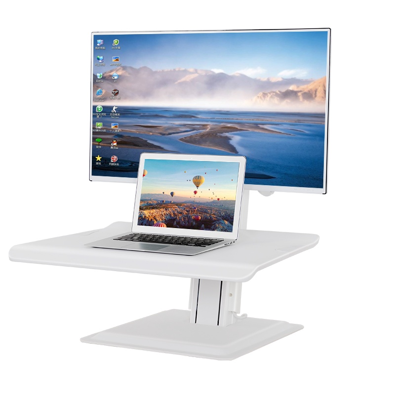 NB 站立办公升降台式电脑桌 显示器支架台 可移动升降式工作台书桌 家用工作台书桌ST15白色