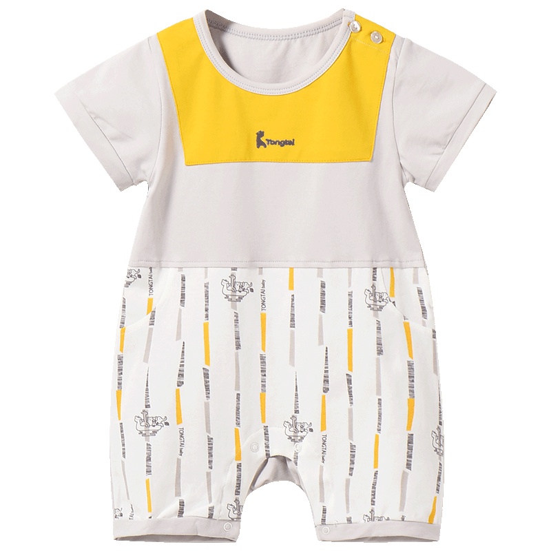 童泰TONGTAI婴幼儿内衣肩开半袖哈衣3-24个月宝宝短爬服连体衣婴幼儿通用90cm