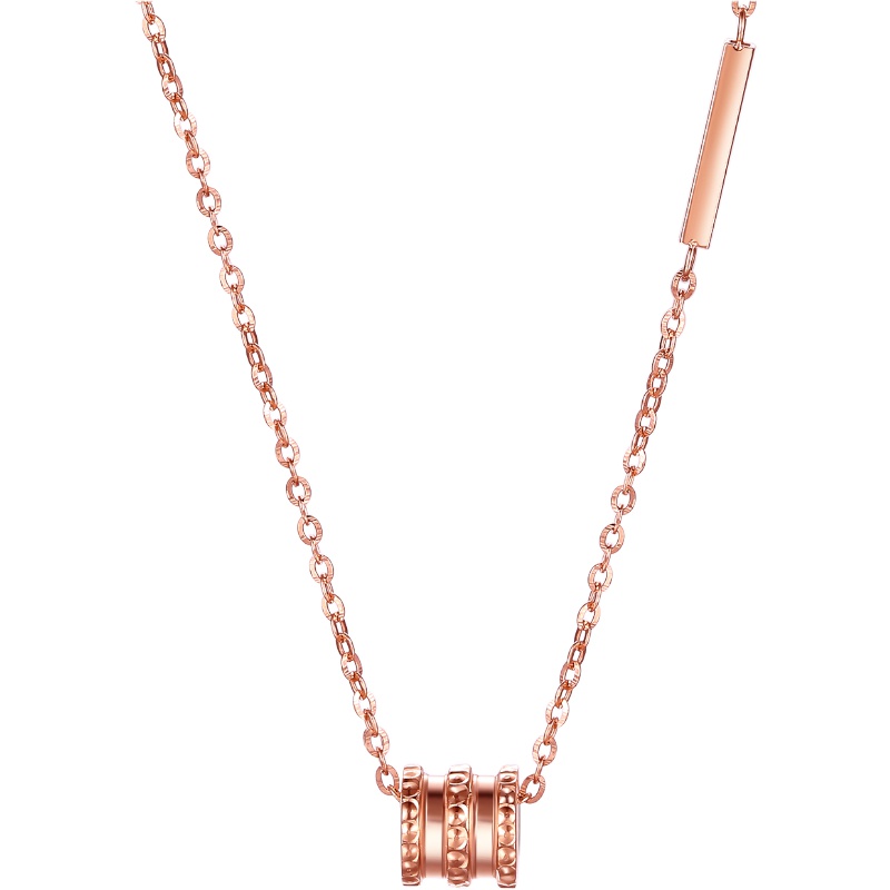 周大生黄金项链彩金项链女正品新款AU750玫瑰金小蛮腰套链吊坠18k金锁骨链官方正品饰品 女士珠宝首饰