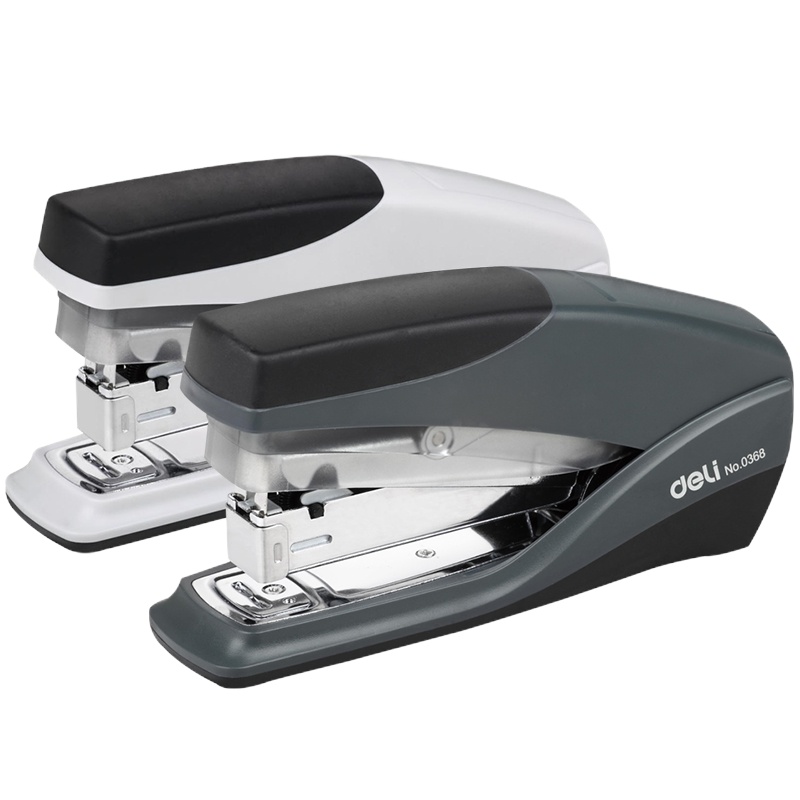 得力(deli)0368 省力订书机 混色 12# 办公学习用品 轻松装订20张厚层装订机 单指轻松订书器 2只组合装