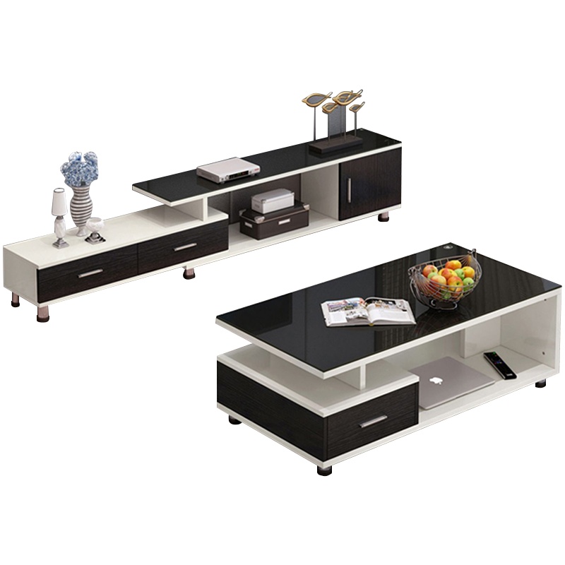 DXBG电视柜茶几组合套装客厅钢化玻璃伸缩现代简约小户型迷你电视机柜