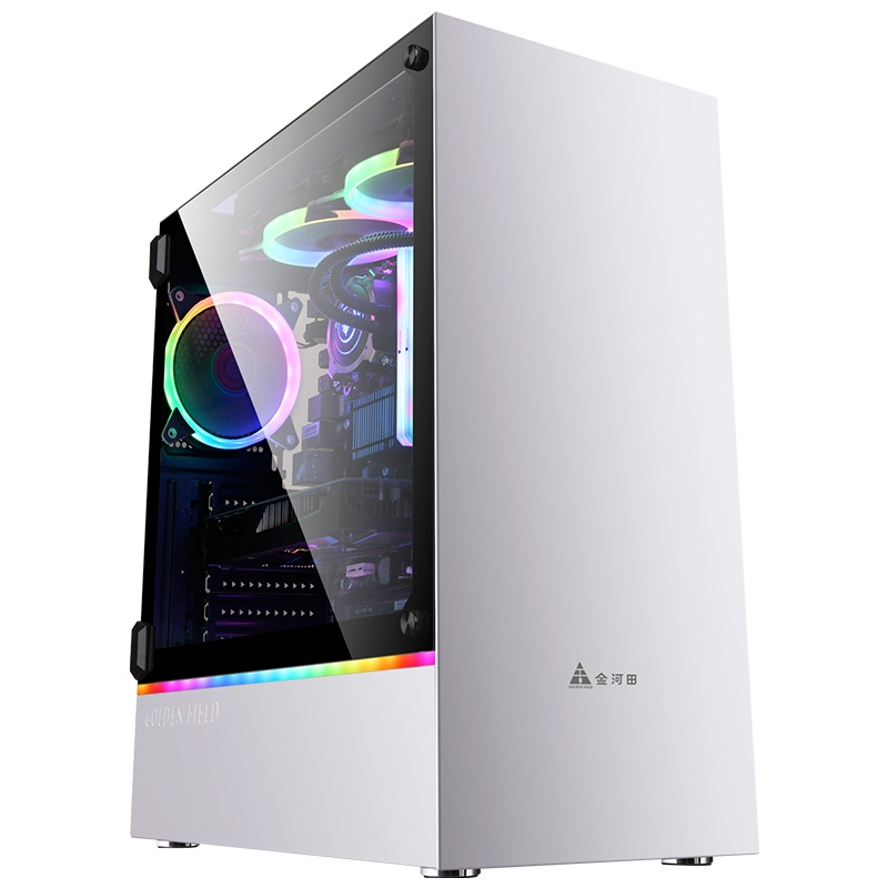金河田峥嵘Z23W电脑机箱台式机钢化玻璃面板水冷背线游戏电脑机箱搭配智能芯680GTX额定500w电源