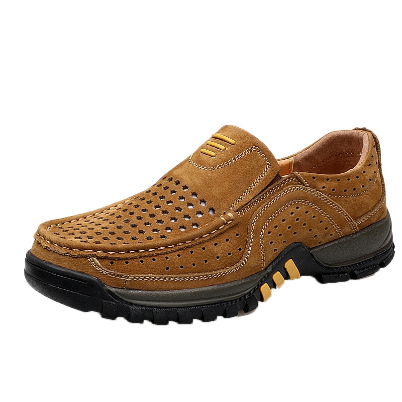公牛世家男鞋2020夏季新款真皮透气镂空皮鞋户外休闲洞洞皮凉鞋 GN865