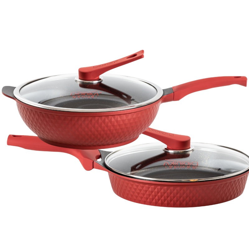 迪迪尼卡（Didinika）锅具套装2件套麦饭石炒锅不粘锅平底锅煎锅家用厨房组合套装