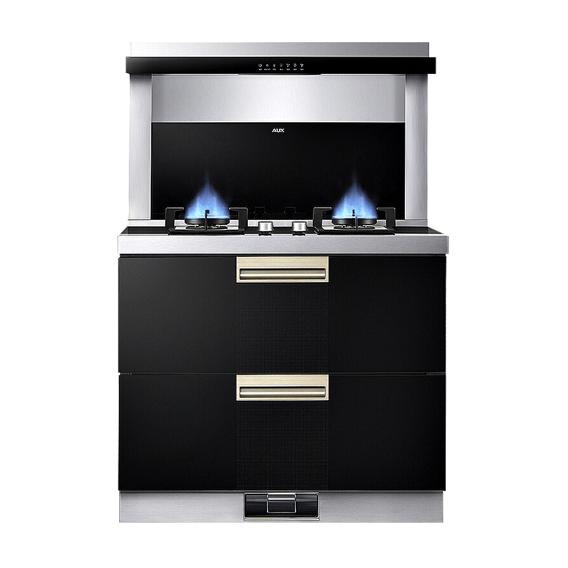 AUX奥克斯集成灶 厨房家用油烟机燃气灶消毒柜套装一体灶 侧吸式下排抽黑晶防爆玻璃面板 天然气JJZT-X552B