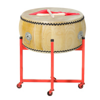 风雷动HGB-16黄牛皮扁鼓椿木白茬鼓大鼓龙鼓白胚堂鼓威风锣鼓中国红成人儿童演鼓扁鼓堂鼓原木色定制鼓