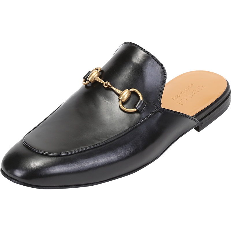 古驰 GUCCI 男士Princetown系列皮革平底鞋穆勒鞋拖鞋426219 BLM00