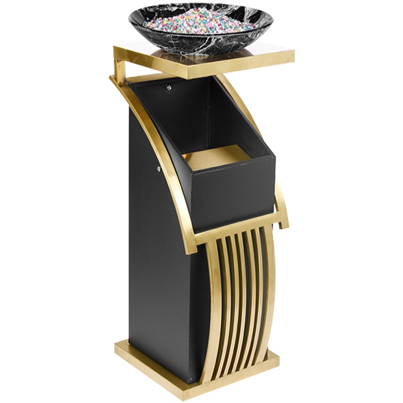 创世人 办公家具不锈钢垃圾桶方管物业小区垃圾桶带烟灰桶商用垃圾桶