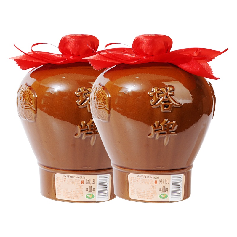 塔牌绍兴坛加饭酒 15.5度 1.5L*2坛装 三年陈 半干型 手工酿造黄酒 花雕酒 老家 手工黄酒