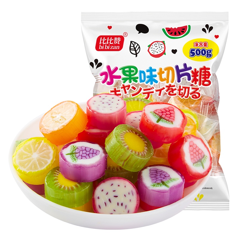[99元任选12件]欧贝拉多彩水果糖500g袋装零食糖果散装硬糖创意结婚喜糖网红糖果 水果糖