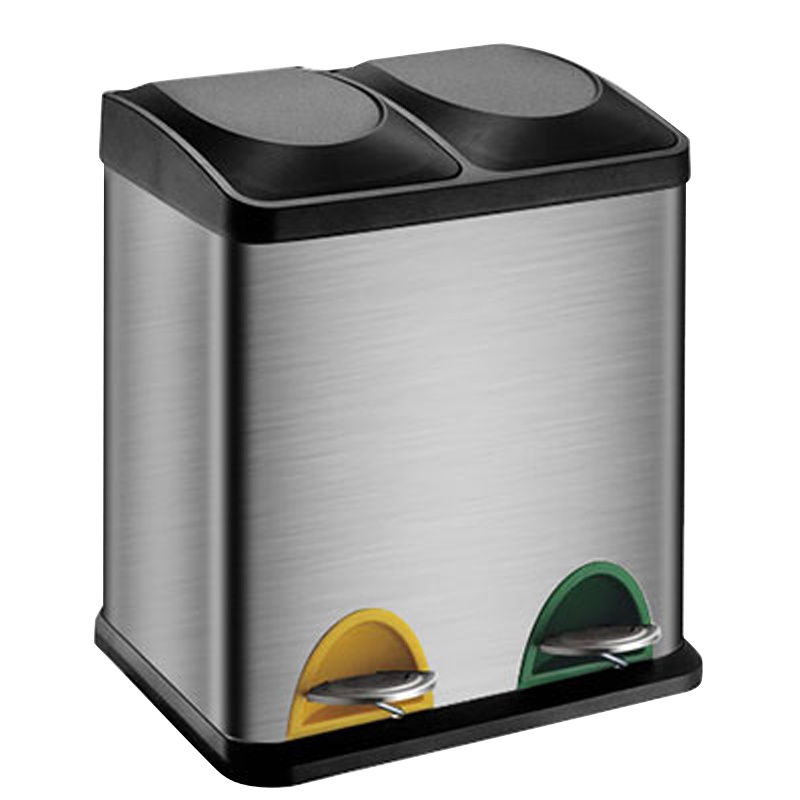 鑫虎威 垃圾分类垃圾桶家用厨房环保家庭上海干湿不锈钢大号脚踏带盖双桶 A款