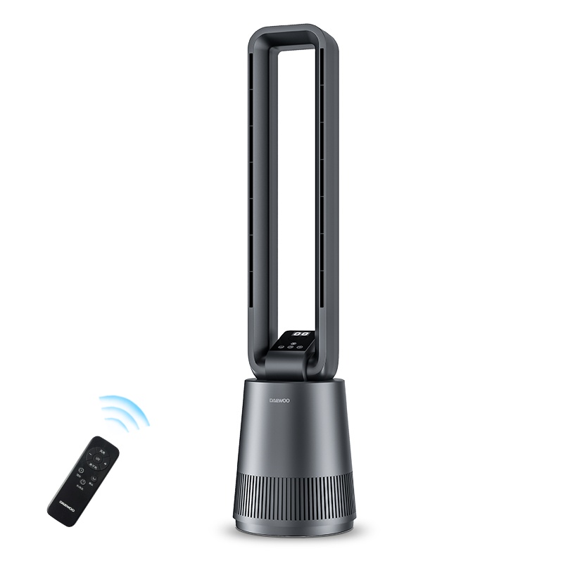 韩国大宇(DAEWOO)隐藏风叶式电风扇F10无叶风扇 电风扇净化扇3档调节 家用循环节能低噪塔扇台立式落地扇