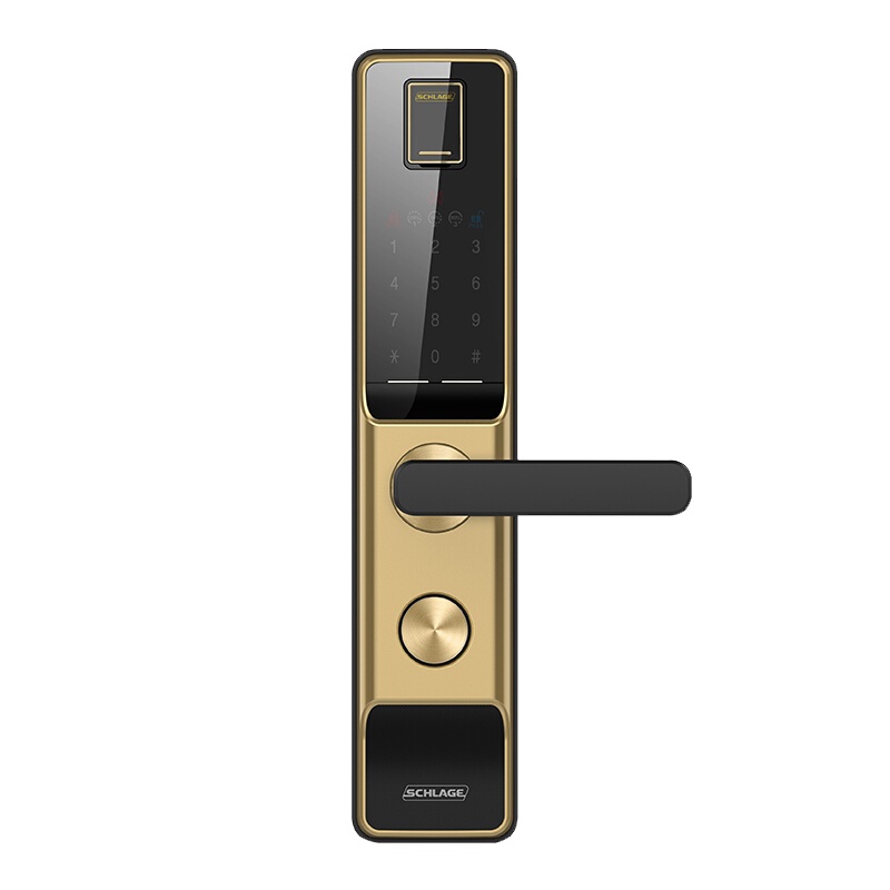 西勒奇(SCHLAGE)指纹锁Q6入户防盗门锁C级智能锁家用电子锁门禁卡APP操控密码锁 Q6301晨星金色