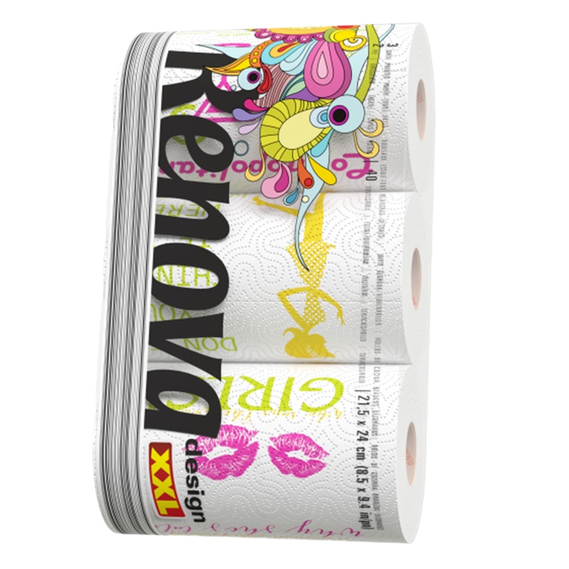 瑞诺瓦Renova 名家设计厨房纸 印花卷纸 清洁用纸 3卷/提（计价单位：提）