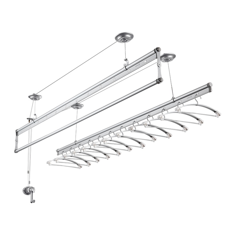 卡贝阳台晾衣架三杆升降晒衣服架手摇晾衣杆室外双杆式手动凉衣架