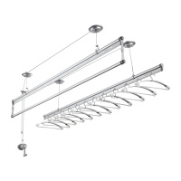 卡贝阳台晾衣架三杆升降晒衣服架手摇晾衣杆室外双杆式手动凉衣架