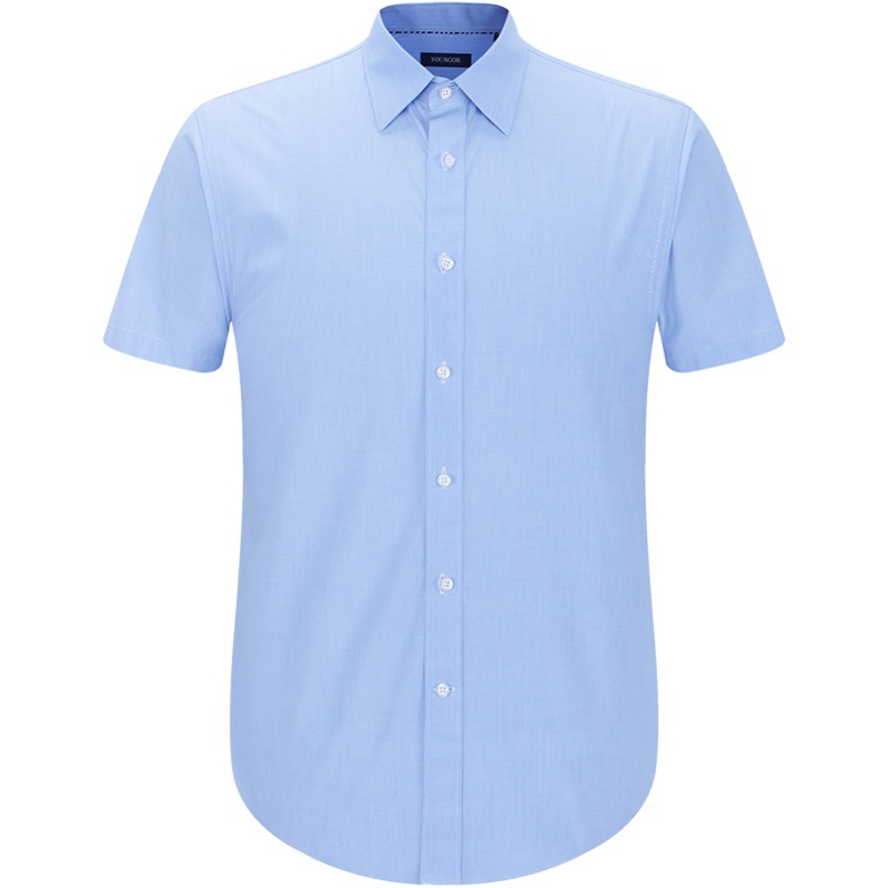 Youngor/雅戈尔男装商务绅士棉弹面料 修身剪裁 DP免烫蓝色素色衬衫060HFY