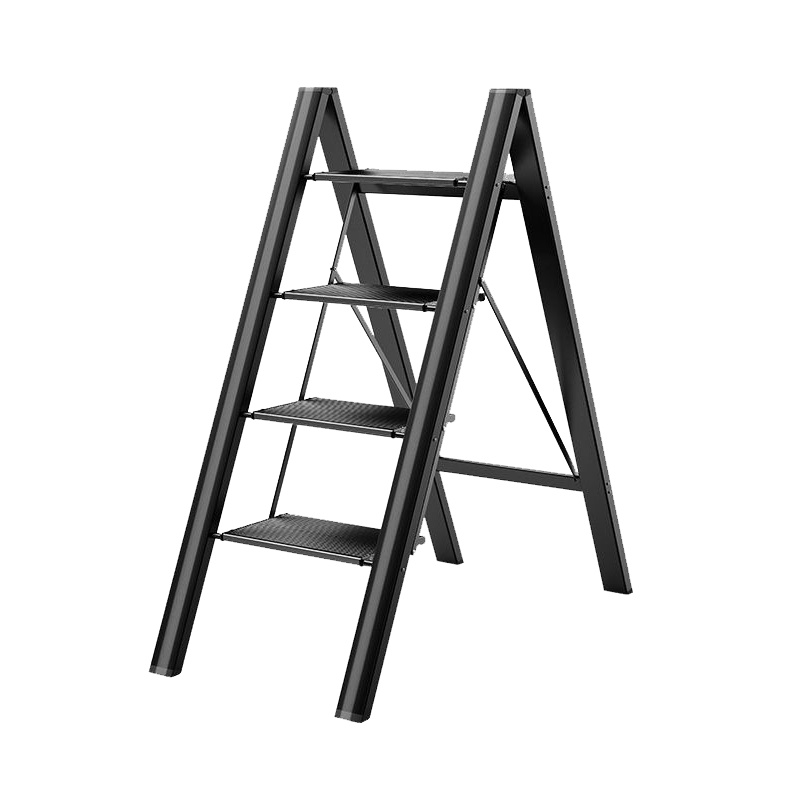 肯泰家用伸缩升降折叠五步人字梯加厚铝合金 银色