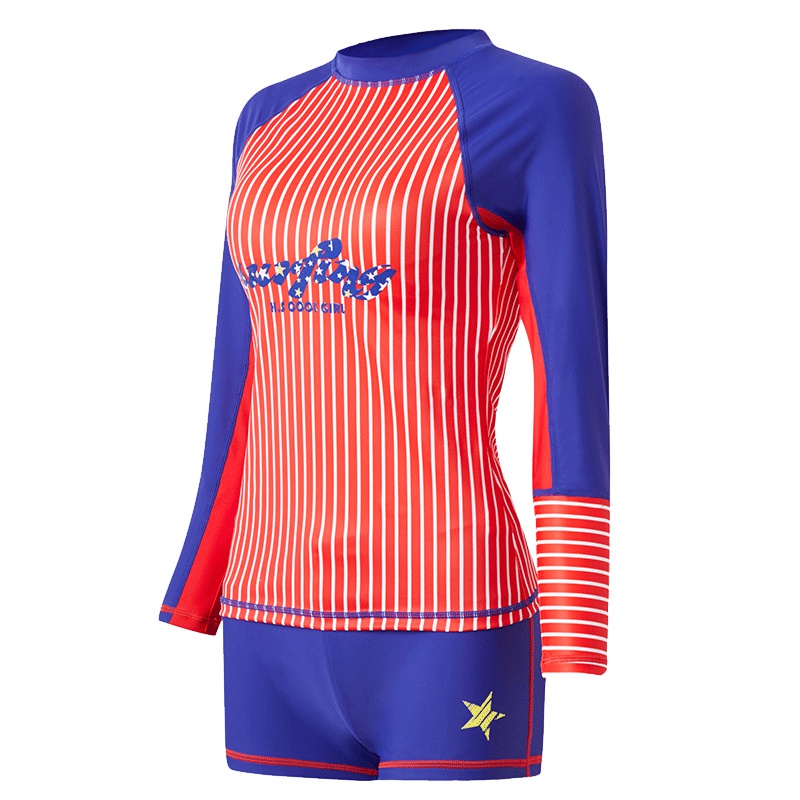 号手泳衣女分体平角休闲运动时尚温泉沙滩泳装女学生保守