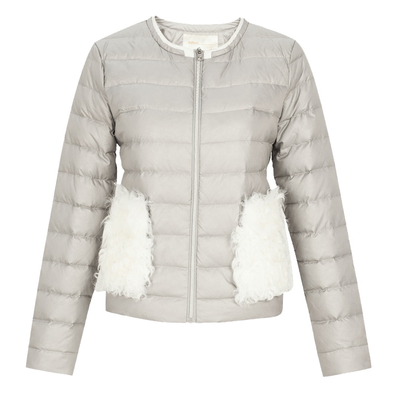 ERAL-艾莱依冬季羽绒服女圆领轻薄短款长袖修身12041/EDAA