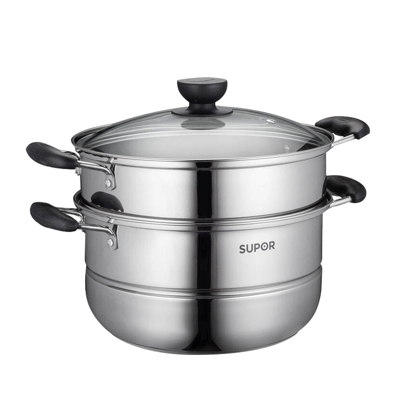 苏泊尔易存储不锈钢双层复底蒸锅28cm